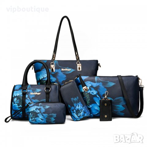 Дамска чанта от Еко кожа - Елегантен Комплект от 6 части