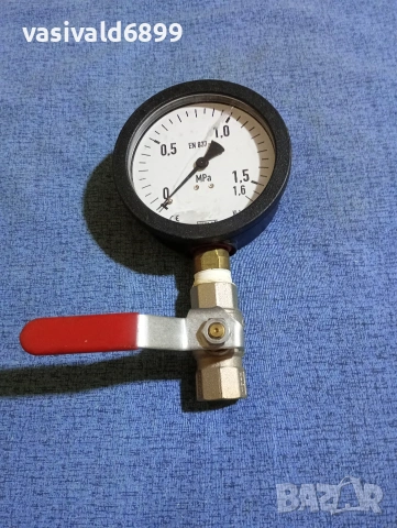 Манометър със спирателен кран комплект , снимка 6 - Резервни части за машини - 53650443