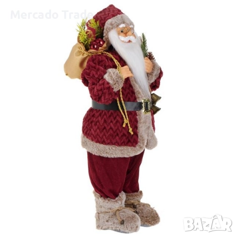 Коледна реалистична фигура Дядо Коледа със ски и звънчета, 60см, снимка 2 - Декорация за дома - 52406506