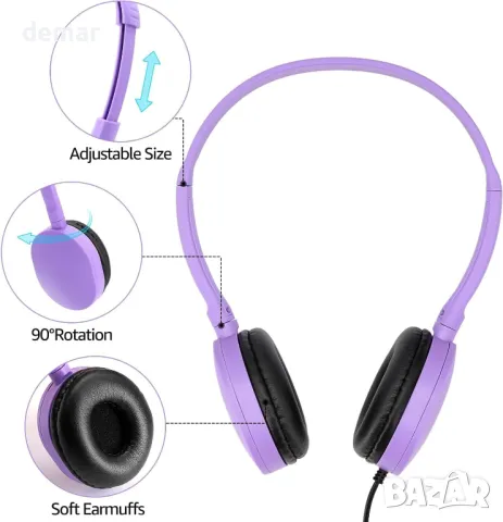 NANONAN Комплект от 12 детски слушалки, многоцветни кабелни детски слушалки, регулируеми с 3,5мм жак, снимка 3 - Слушалки и портативни колонки - 49870013