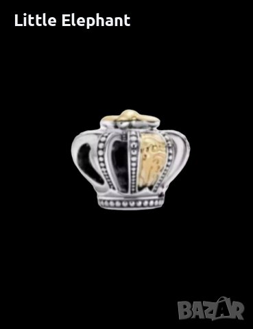 Сребърен елемент корона Пандора"Царствен покорител",Gold/нов