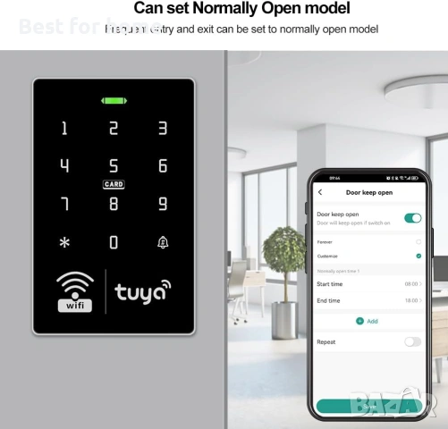 WiFi Tuya RFID клавиатура за контрол на достъпа IP68 водоустойчива двучестотна (САМО КЛАВИАТУРА), снимка 5 - Друга електроника - 53477213