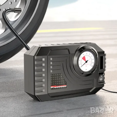 Компактен компресор за гуми 12V с манометър, снимка 2 - Аксесоари и консумативи - 55863680