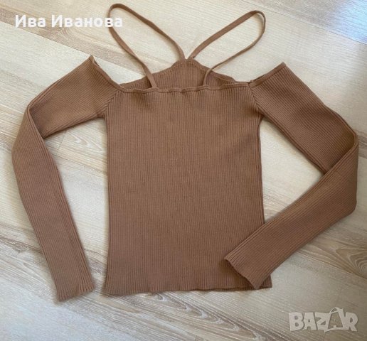 Нова бежова блуза по тялото, снимка 1 - Блузи с дълъг ръкав и пуловери - 41139216