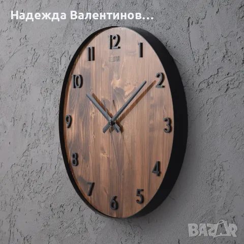 Стенен часовник ORBIT - ОРЕХ -ръчна изработка арт дизайн за дома, снимка 2 - Стенни часовници - 47339731