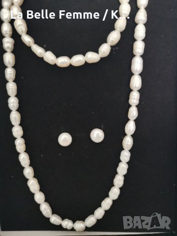 Комплект : колие, гривна и обеци с перли , снимка 4 - Колиета, медальони, синджири - 35777874