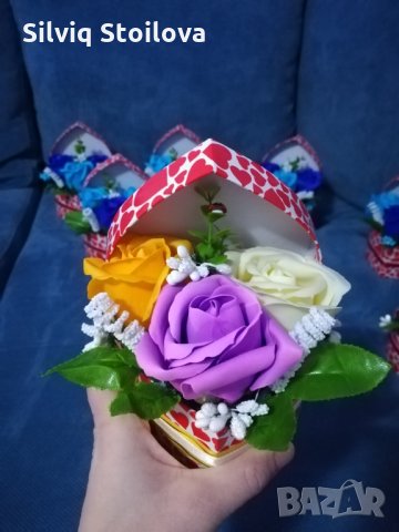 Сърца с ароматни съпунени рози , снимка 10 - Изкуствени цветя - 35643517