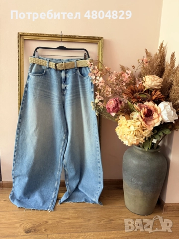 ZARA Дамски стилни широки дънки, снимка 10 - Дънки - 55708702
