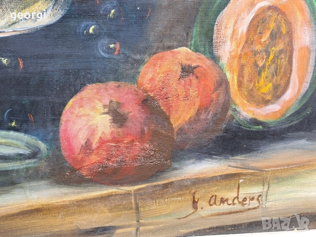 стара картина натюрморт маслени бои върху платно , снимка 11 - Картини - 51941692