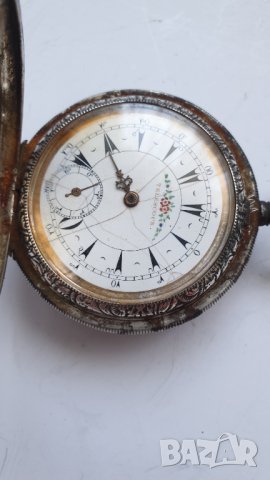 Джобен сребърен османски часовник telescope, снимка 2 - Антикварни и старинни предмети - 41400570