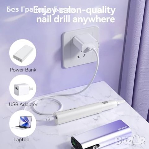 Нов TOUCHBeauty Комплект за Нокти с 6 приставки за маникюр педикюр, снимка 6 - Продукти за маникюр - 44396363