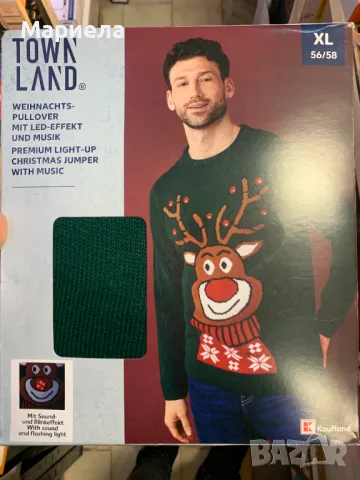 Коледен Пуловер с LED ефект и музика / XL / 56-58