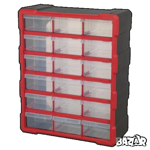 Шкаф органайзер с 18 чекмеджета за стена табло кутии, снимка 2 - Аксесоари и консумативи - 28648632
