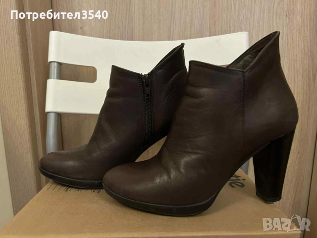 Кафяви боти на ток , снимка 2 - Дамски боти - 43168484