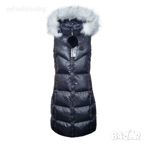 Дамски, дълъг елек с качулка City Angels от S до 5XL, снимка 11 - Елеци - 47647556