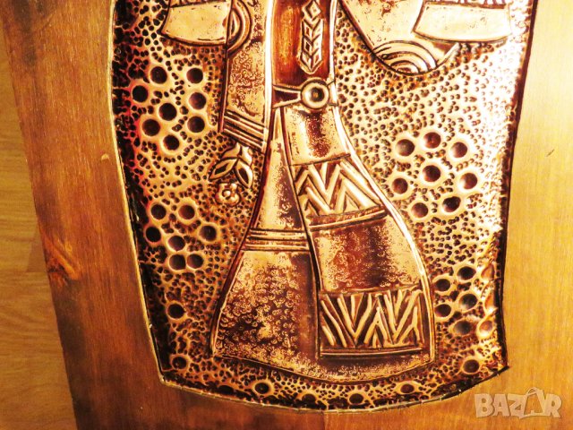 Голямо старинно авторско медно пано, медна картина  Мома отива с менци за вода фолклор, снимка 5 - Антикварни и старинни предмети - 34361208