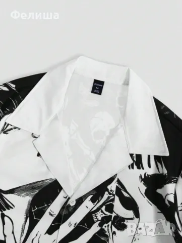  	Уникална Мъжка Риза Аниме / Манга / Арт Хорър Лица Дизайн , снимка 6 - Ризи - 50185695