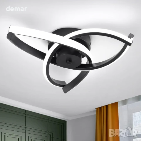 Vloitgol Модерно LED таванно осветително тяло, 30W черно (студена бяла светлина 6000K)