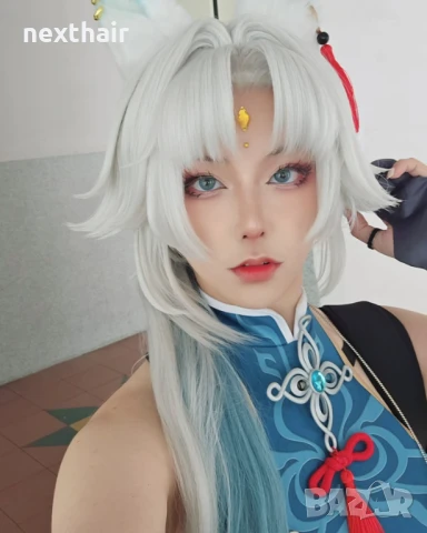 Аниме косплей бяла перука с подвижна опашка Star Rail Feixiao, снимка 2 - Аксесоари за коса - 50781578
