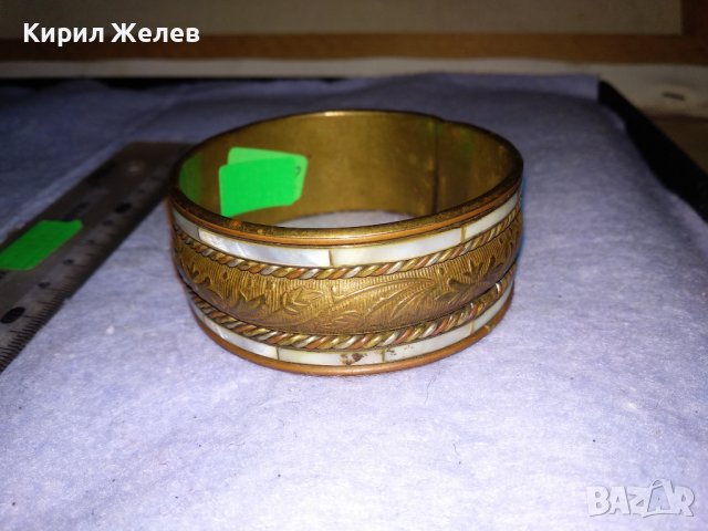 ПРЕВЪЗХОДНА СТАРА БРОНЗОВА ФЛОРАЛНО ОРНАМЕНТИРАНА СЕДЕФЕНА КЛАСИЧЕСКА РЕТРО ГРИВНА 70581, снимка 12 - Антикварни и старинни предмети - 41281362