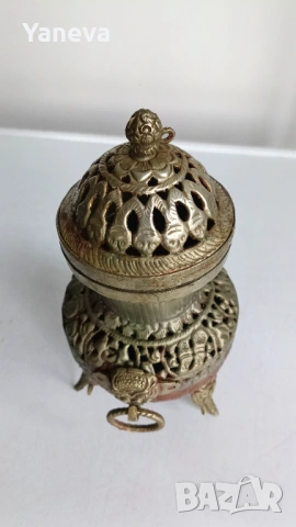 Тибетска, медна , старинна кадилница ,съд за прекадяване на тамян., снимка 6 - Декорация за дома - 53276414
