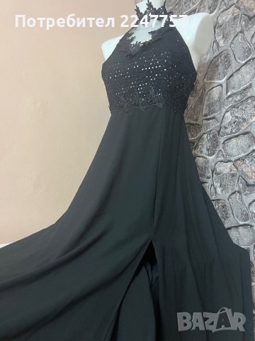Дълга черна рокля с цепка размер S/M