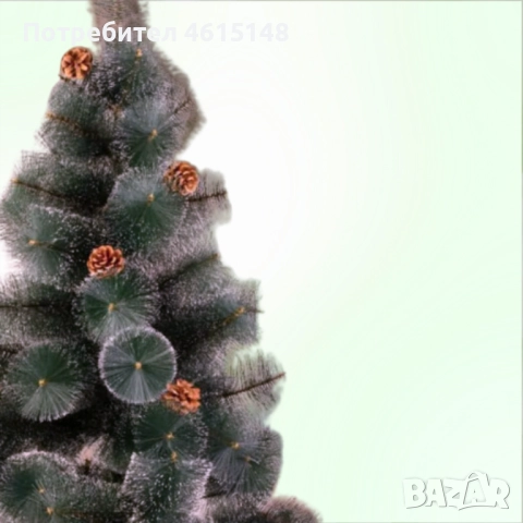 Коледна елха с шишарки и бели, заскрежени връхчета.  Малките размери са с пластмасова стойка, големи, снимка 5 - Други - 51962588