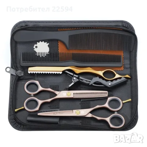 Ножици за прическа комплект 5.5 инча рязане и изтъняване за мъже и жени - розово злато