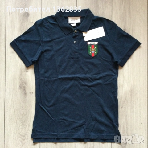 НОВА тъмно синя памучна поло тениска яка якичка GUCCI / Гучи размер M