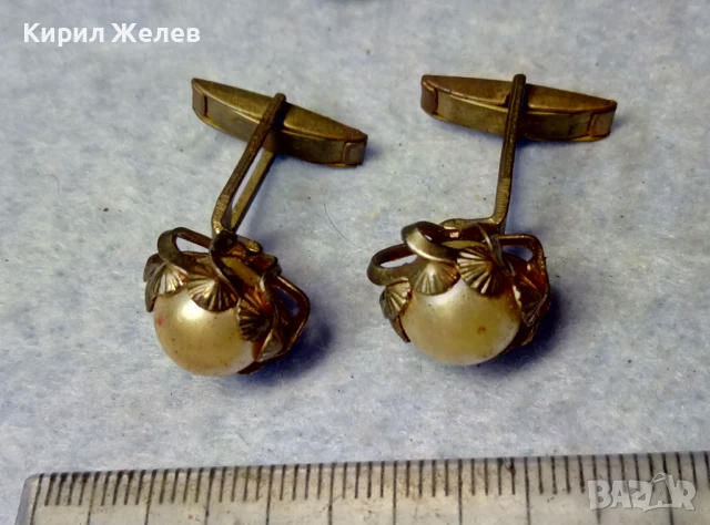 СТАРИННИ МЕСИНГОВИ ПЕРЛЕНИ БУТОНЕЛИ РЕТРО КОПЧЕТА За БУТОНЕЛИ с БЕЛИ ПЕРЛИ 22176, снимка 9 - Антикварни и старинни предмети - 51280119