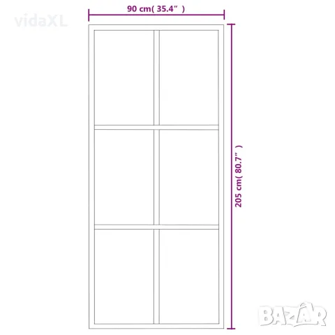 vidaXL Плъзгаща се врата с механизъм, ESG стъкло и алуминий, 90x205 см, снимка 10 - Интериорни врати - 56146572