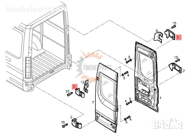 Горна Панта за задна врата 270° Iveco Daily след 2014 год, снимка 2 - Части - 52720852