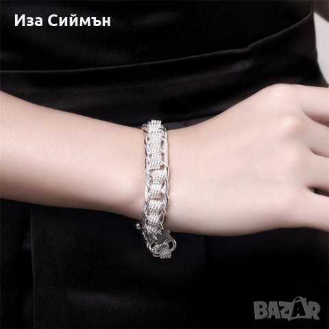 Сребърна гривна, снимка 6 - Гривни - 34211699