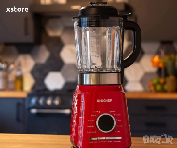 Вакуумен блендер и уред за приготвяне на супи Aurora - черен, червен