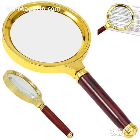 Професионална стъклена голяма ръчна лупа 10X увеличение за четене на книги вестници луксозна подарък, снимка 6 - Други инструменти - 50920391