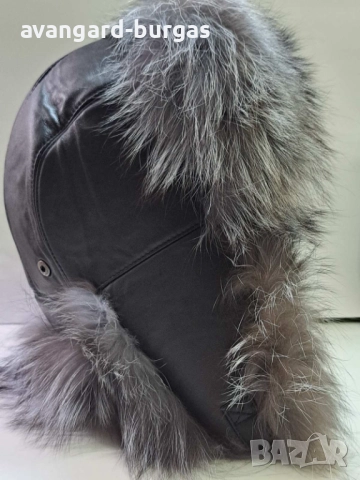 Дамска кожена шапка ушанка, лукс Енот -233, снимка 4 - Шапки - 52214328