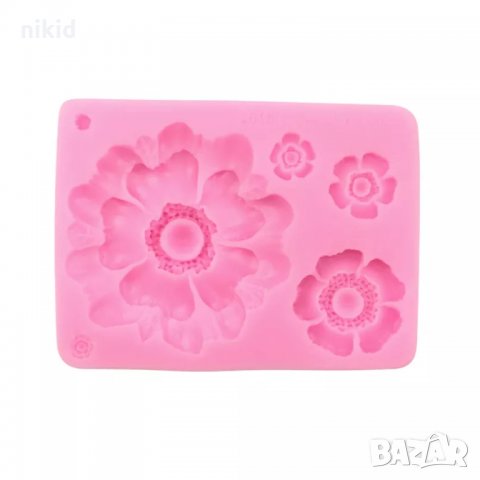 4 красиви цветя малко голямо цвете силиконов молд форма фондан шоколад гипс декор, снимка 3 - Форми - 35937828