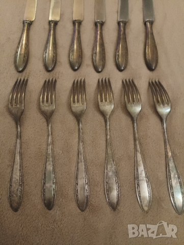Стари прибори за хранене, посребрени. , снимка 4 - Антикварни и старинни предмети - 44509695