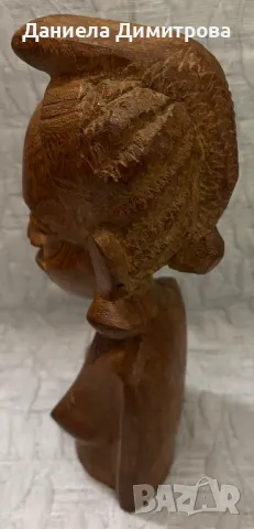 Бюст на африканска жена от дърво масив, снимка 4 - Статуетки - 50408724
