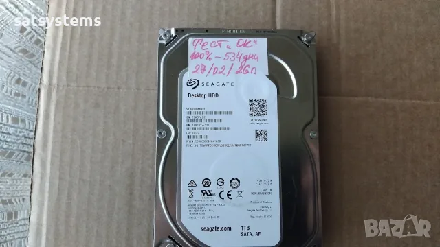Хард диск Seagate Barracuda Desktop HDD ST1000DM003 1TB SATA 6.0Gb/s, снимка 2 - Твърди дискове - 53669528