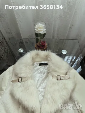 Красиво бяло дамско яке с пух, снимка 2 - Якета - 47993246