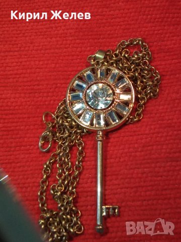 "ЗЛАТНОТО КЛЮЧЕ" - ЗЛАТИСТО КЛЮЧЕ АРТ МЕДАЛЬОН с ГОЛЯМ ФАСЕТ КРИСТАЛ 14341, снимка 9 - Колиета, медальони, синджири - 35321595