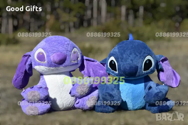 Голям и пухкав плюшен Стич Син и Лилав, Голям плюшен Стич, Lilo Stitch плюшени играчки, снимка 2 - Плюшени играчки - 47919436