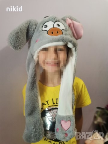 Детска анимационна пухкава шапка с мърдащи движещи уши ушички еднорог животни, снимка 3 - Други - 41405533