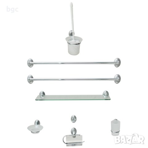 Комплект Качествени аксесоари за баня Bathroom Chrome Plated Steel, 8 части - 24 месеца гаранция