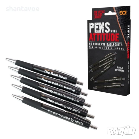 Комплект 5 броя химикали с характер - Pens with attitude, снимка 5 - Други - 51106220