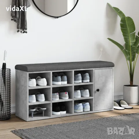 vidaXL Пейка за обувки, бетонно сив, 102x32x50 см, инженерно дърво, снимка 3 - Маси - 56148120