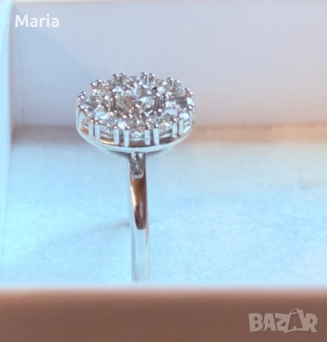 Дамски пръстен бяло злато и диаманти