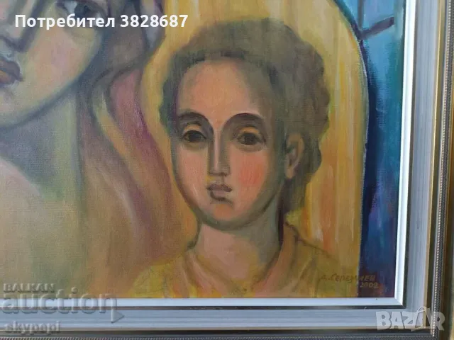 Картина,,Градежа  на храма в Пампорово", снимка 3 - Картини - 48269716