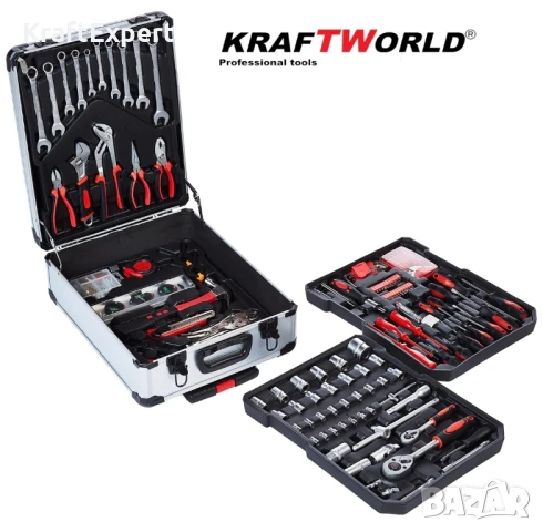 Куфар с инструменти 1200 части KraftWorld -ключове,тресчотка, клещи, отвертки, снимка 2 - Куфари с инструменти - 50474024